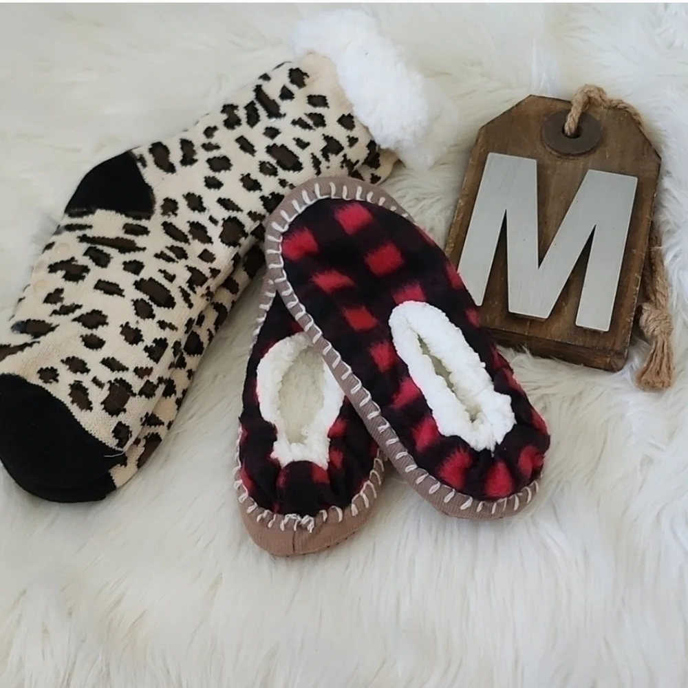 Set of Muk Luk socks, Maurices slippers/socks, and Rooted Soul socks NEW